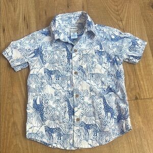 Carter's Blue and White Button Down Jungle Print